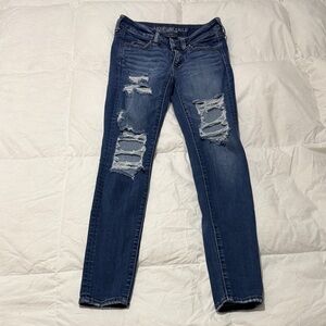 American Eagle Outfitters Ripped Blue Skinny Jeans